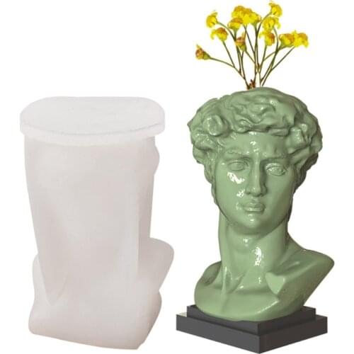 Davids Head Shape Flowerpot Epoxy Resin Mold Plant Pot Silicone Mould DIY Crafts Home Decorations Casting Tools