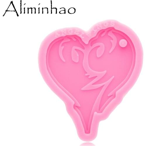 DY0799 Super Glossy Heart Resin Mold Craft Keychain love Silicone Mould for DIY Necklace jewelry Epoxy Crafting Mold