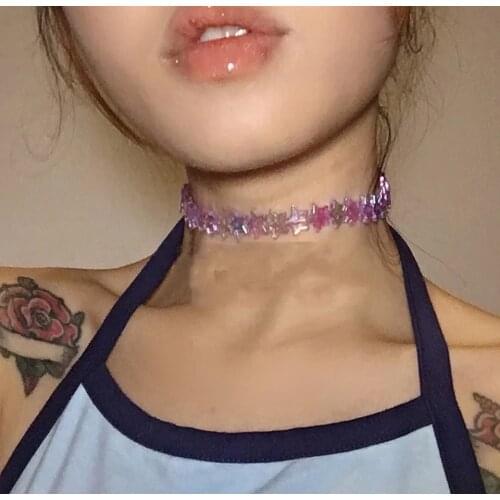 Europe and America Punk Colorful Purple Stars Collars Chokers Harajuku Style Trendy Cool Choker Necklaces For Women Bijoux kolye