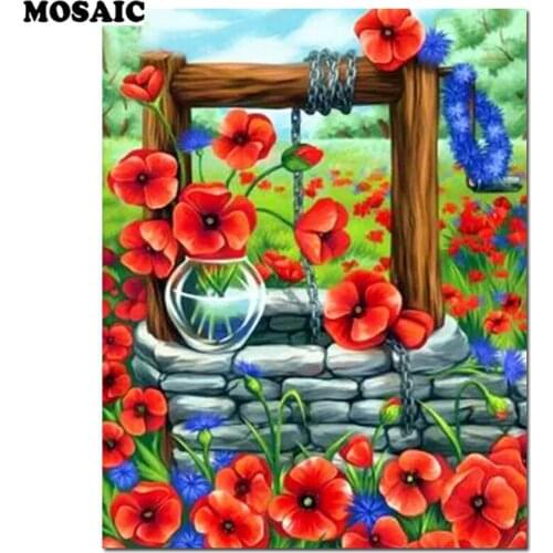 Full Square/round Diamond 5D DIY Diamond Painting "Flower,red poppy" 3D Embroidery Cross Stitch Mosaic Painting Decor