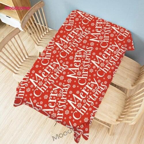 Red Christmas Letter Pattern Santa Claus Snowman Xmas Home Decoration Waterproof Dinning Tablecloth Desk Cover Vintage Tapestry