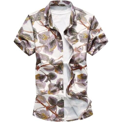 2018 Summer Mens Print Shirt New Fashion Printing Short Sleeve Shirt Mens Clothing Trend Casual Mens Floral Shirts M-7XL