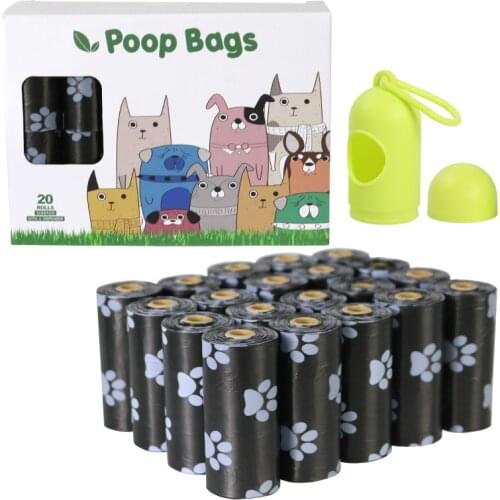 Dog Poop Bags 100% Biodegradable Black Dog Waste Bags with Dispenser Pet Puppy Outdoor Clean Garbage Litter Pooper Scooper Bag