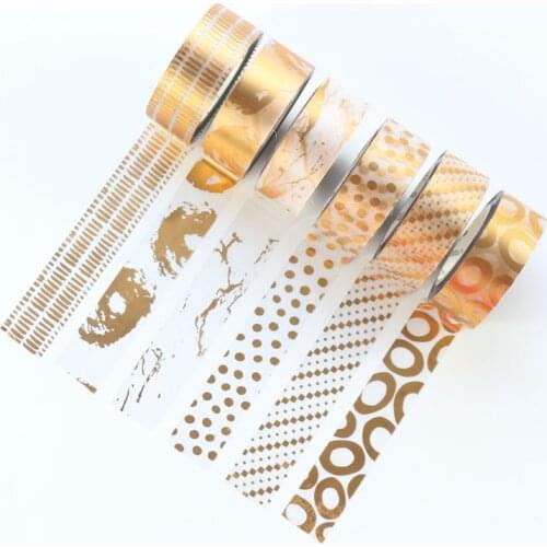 Domikee cute kawaii Japanese gold foil decoration washi tape for diary planner notebook,candy DIY masking tape for craft packing