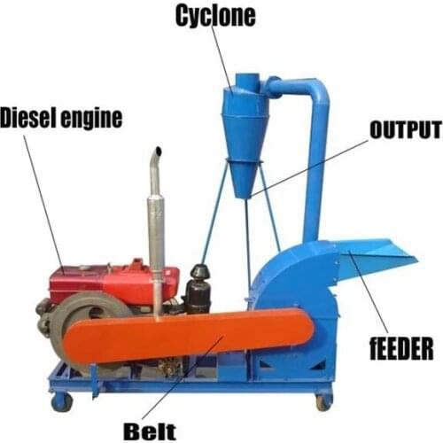 Hammer mill wood cutter machine