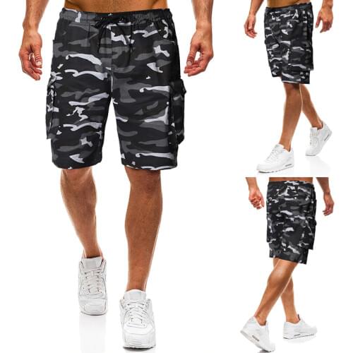 2021 Summer Mens Fashion Camouflage Tether Belt Casual Workwear Shorts