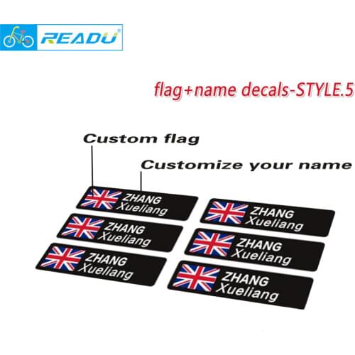 Bicycle road bike frame national flag name stickers custom bicycle stickers custom rider id decals style 5