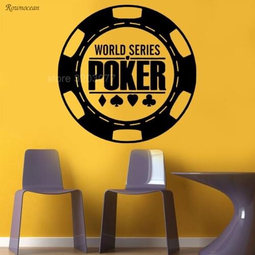 Wall Sticker World Series of Poker Round Chips Cards Pattern Vinyl Decal Suits Casino Gambling Amusement Removable Mural P307