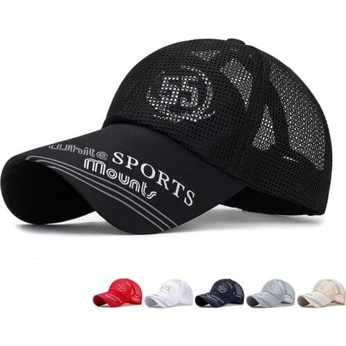 2021 The NEW Mens Mesh Baseball Cap Breathable Summer Caps Dad Hat Outdoor Fishing Hats Bone Gorras Snapback Trucker Cap