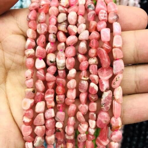 Wholesale 3strings of 15.5" Natural Argentine Rhodochrosite Beads 6-8mm nugget stone loose chip beads for jewelry making