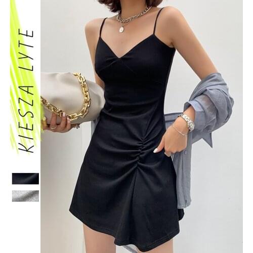 Summer mini dress 2020 new vintage french style high waist slim black grey beach bodycon dresses sexy skinny club wear