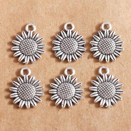 20pcs Sunny Flowers Charms for Jewelry Making Bulk Sunflower Pendant Fit Necklace Bracelets Friendship Gifts Accessories 15*18mm