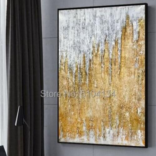 Hot art Hand painted Abstract gold Oil Paintings Abstract gold canvas Oil Painting wall painting for Living Room home Decoration