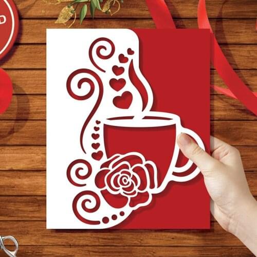 Greeting Card Making Border Mould Christmas Coffee Metal Cutting Dies Stencils For DIY Scrapbooking Card Decorative Die Template