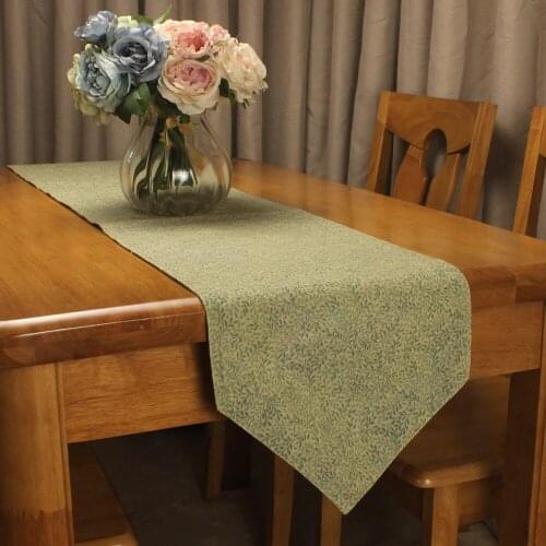 CURCYA Simple Green Leaves Table Runners for Home Hotel Restaurant Table Bed Decoration