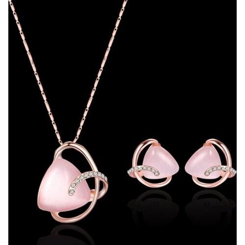 Alloy inlaid rhinestone fashion necklace earrings two-piece bridal banquet jewelry gift hot new