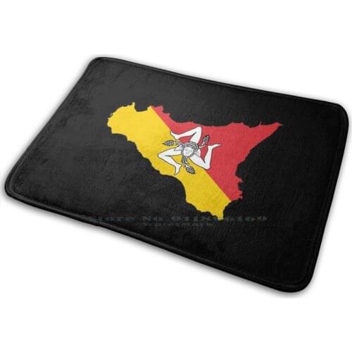 Sicily Sicilia Mat Rug Carpet Anti-Slip Bedroom Entrance Door Mat Emblem Heraldry Italian Godfather South Isle Sicilian Don