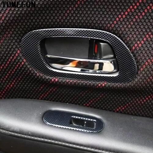 TOMEFON For Honda Vezel 2015 2016 2017 LHD ABS Carbon Fiber Paint Interior Window Switch Botton Inner Door Handle Bowl Cover