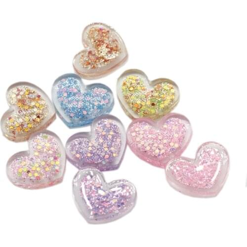 Resin Glitter Love Heart Flat back Cabochons Craft Scrapbooking DIY Jewelry Headwear Accessories Fit Phone Deco Parts