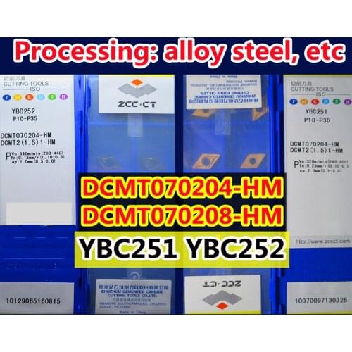 YBC251 YBC252 DCMT070204-HM DCMT070208-HM 10pcs 20pcs 50pcs Zcc.ct Carbide insert Processing: alloy steel, etc