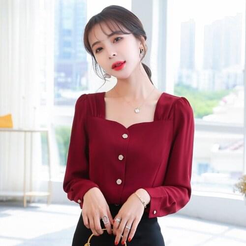 Woman Feminina WomenS Vintage Blouse Fashion Clothes 2020 Spring Autumn Sexy Long Sleeve Shirts Female D0148