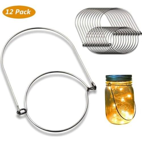 12Pcs 70mm Mouth General Useful Lid Hanger Stainless Steel Wire Handles Compatible For Mason Jar Household Items