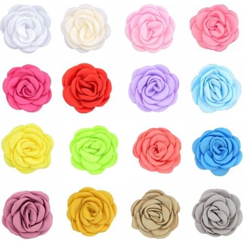 Free ePacket 50pcs 6cm Burned Edges Satin Fabric Flower for Baby Hair Accessories DIY Craft Wedding Bridal Boutique Hair Flowers