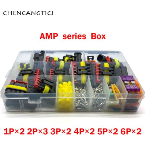 242 Pcs Superseal AMP Tyco Waterproof 12V Electrical Wire Connector Kits Male and Female Plug with Crimp Terminals Auto Fuse