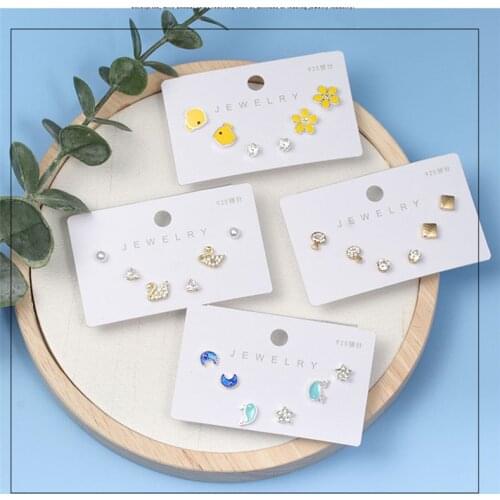 3 Pairs/Set Snowflake Bowknot Animal Geometric Stud Earrings Lovely Children Stud Earrings Women Cartoon Small Earring