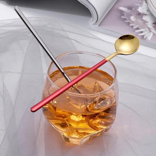 3PCS Dessert Ice Cream Spoon For Kids Long Handle Stainless Steel Coffee Mixing Teaspoon Stirring Spoon Watermelon Ball Scoop