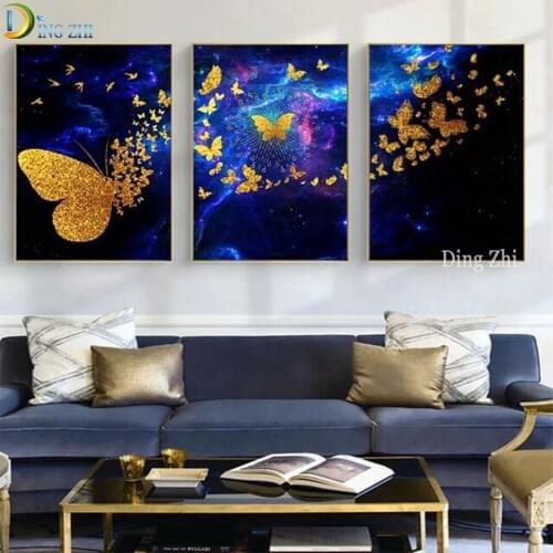 Diy 5D Diamond Painting Golden Butterfly Square/Round Mosaic Home Decor Embroidery Pattern Cross Stitch Handmade New Year Gift
