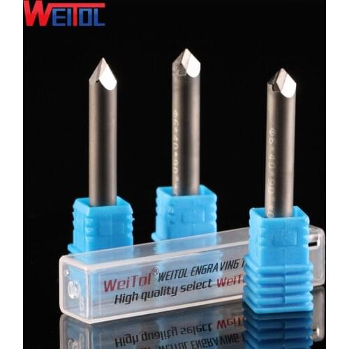 Weitol free shipping 1pc 6mm Diamond Multiple Engraving Bits PCD CNC router bits for marble, granite, bluestone milling cutter