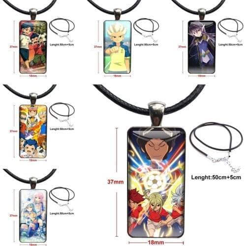 Anime Inazuma Eleven Go Design Fashion Vintage Glass Women Rectangle Necklace Pendants For Christmas Gift Colorways