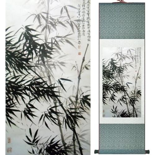 Bamboo painting Chiense characters and Flower painting Home Office Decoration Chinese scroll painting 041211