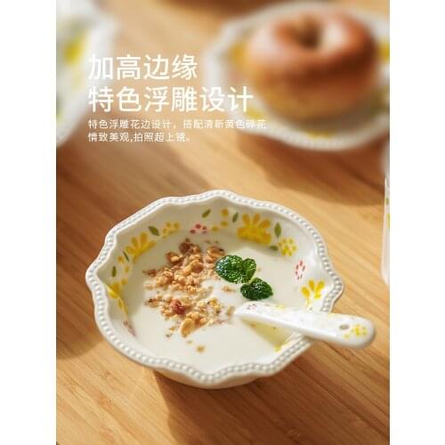 Bowl European-Style Ceramic Rice Bowl Single Ceramic Pastoral Dessert Oatmeal Birds Nest Breakfast