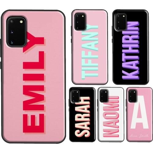 Pink CUSTOM Name INITIALS MONOGRAM Case For Samsung S20 FE S8 S9 S10 Plus For Galaxy S21 Ultra Note 20 Note 10 Plus Cover