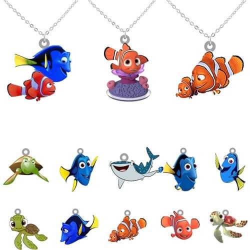 Disney Finding Nemo Cartoon Character Long Chain Necklace Nemo Marin Character Creative Design Acrylic Pendant Necklace
