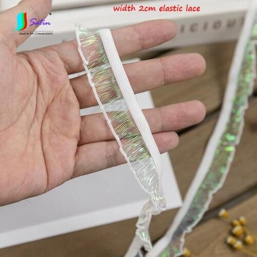 Factory Price 50Yard Childrens Clothes Sew Decorate Crafts Packing Material Width 20MM Laser Gold Wire Elastic Band Lace A0151L