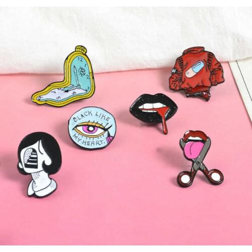 Enamel Eye Lip Badge Bag Pill Breastpin Collar Brooch Corsage Pin Lapel Piercing