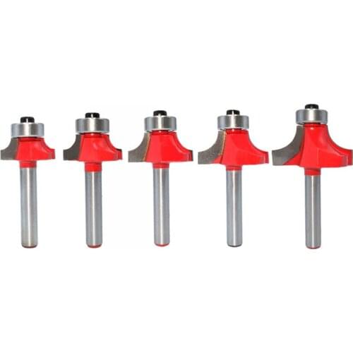 5Pcs 6mm Shank Corner Round Over Router Bit with Bearing Cleaning Flush Milling Cutter for Wood Woodworking Tool