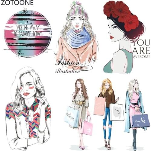 ZOTOONE T-shirts Girl Stripes Patches Iron on Transfer Unicorn Dog Patches for Girl Kids Clothing DIY Heat Transfer Stickers G