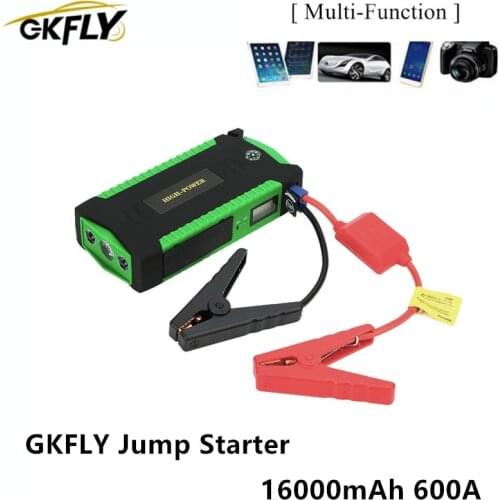 GKFLY 16000mAh Car Jump Starter 600A 12V Car Starting Device Multifuctional Petrol Diesel Car Power Bank For Car Battery Booster