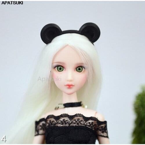 Black Mouse Ear Headband For Barbie Doll Accessories Plastic Tiara Headwear Hairwear Hair Accessories For 1/6 Dollhouse DIY