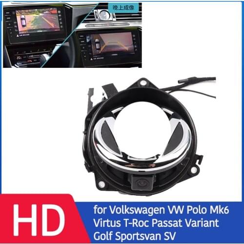 HD CCD Car Rear View Reverse Back Up Parking LOGO Camera for Volkswagen Polo Mk6 Virtus T-Roc Passat Variant Golf Sportsvan SV