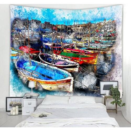 Colorful ocean landscape tapestry city starry sky animal tapestry bohemian yoga beach mat hippie witchcraft home wall decoration