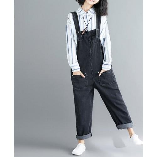 HOT Fashion Women Loose Solid Jumpsuit Strap Casual Harem Trousers Ladies Overall Pants Casual Playsuits Plus Size M-2XL Q403