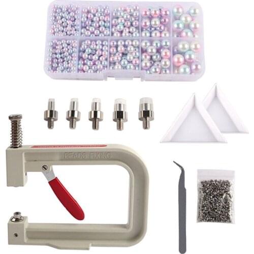 Pearl-Setting-Machine and Hand Press Pearl Setting Tool,with Pearl Beads Screw Head for Sewing Crafts Shoes Clothing DIY