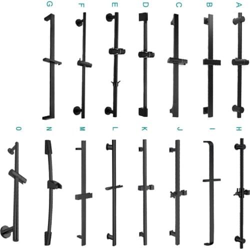 Matt Black Sliding Shower Bar Shower Column Movable Adjustable Wall Mounted with Bracket Holder Round Square Oval