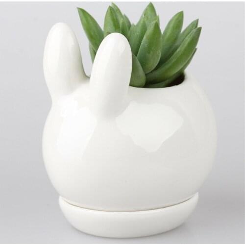Cute Rabbit Bunny Ceramic Succulent Flower Pot Garden Porcelain Grocerie Planter Home Decoration