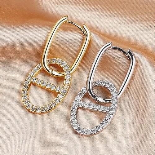 Fashion Small White Stone Heart Earrings For Women Cubic Zirconia Handcuff Drop Earrings Dangle Huggie Simple Jewelry Gifts